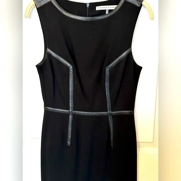 Trina Turk Black Dress with leather detailing.